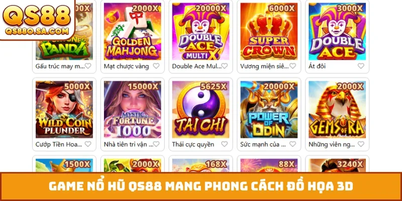 Game nổ hũ QS88 mang phong cách đồ họa 3D